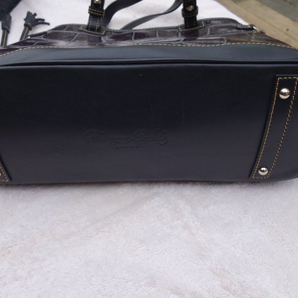 Dooney & Burke Designer Purse Handbag Purple Eggplant Croc Print NWT Tassels - Picture 3 of 13